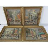 A set of four oil painting of Parisian street scenes signed A. De Lys