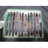 A tray of twelve vintage pens