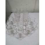 A small quantity of glasses including three small Victorian "Rummer" style glasses