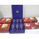 A cased set of 6 Edinburgh crystal wine glasses and 4 cased Chantilly glass sets ( 2 champagne