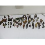 A quantity of various lead animals and figures etc along with Native American plastic figures