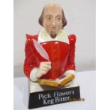 A Carlton Ware 'Pick Flowers Keg Bitter' advertising bust, modelled as William Shakespeare on an