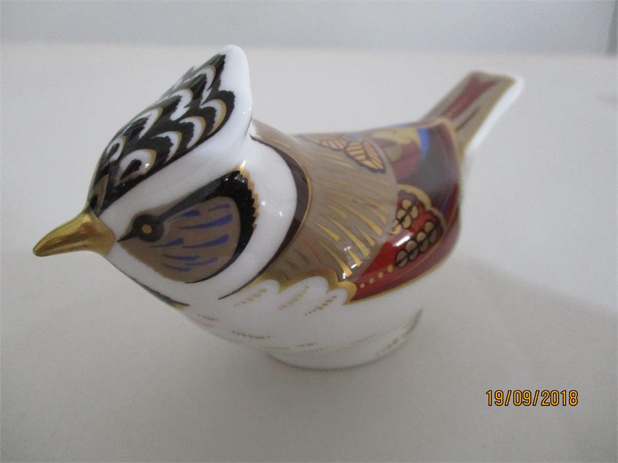 Royal Crown Derby Paperweights with gold stoppers - Collectors Guild Crested Tit and Blue Tit - Image 2 of 5