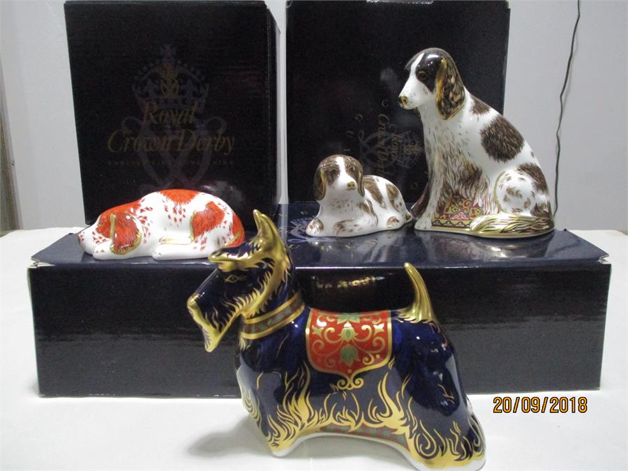 Royal Crown Derby Paperweights with gold stoppers - An exclusive Collectors Guild signed Scruff