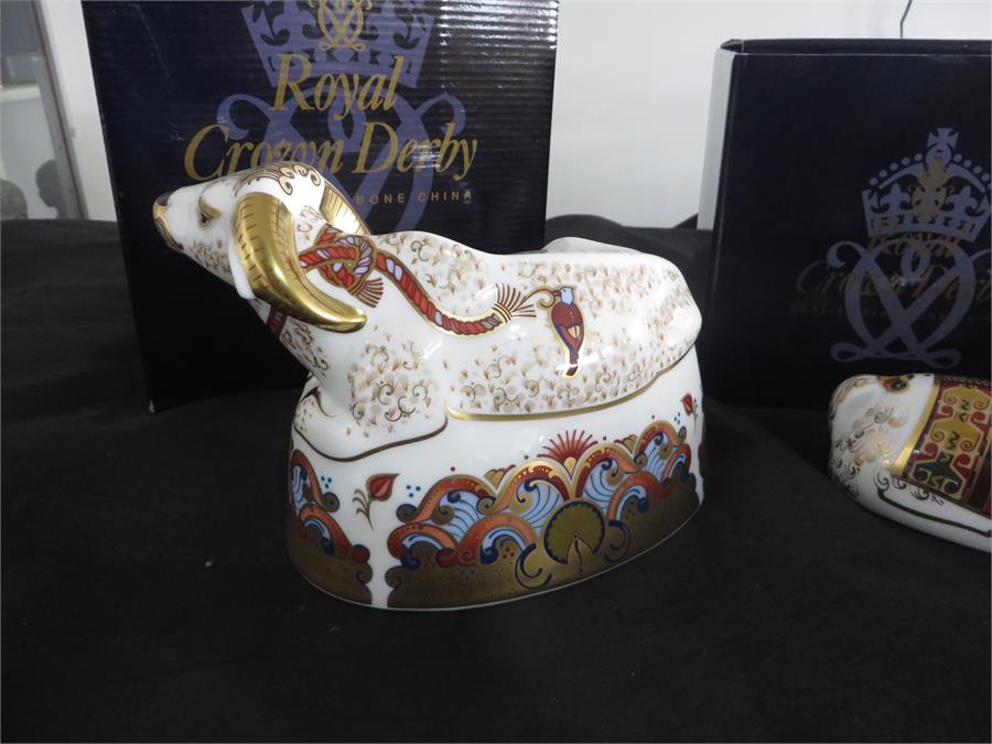 Royal Crown Derby paperweights with gold stoppers- Water Buffalo and a collectors guild Llama - Image 7 of 8