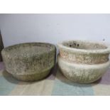 Two concrete garden pots