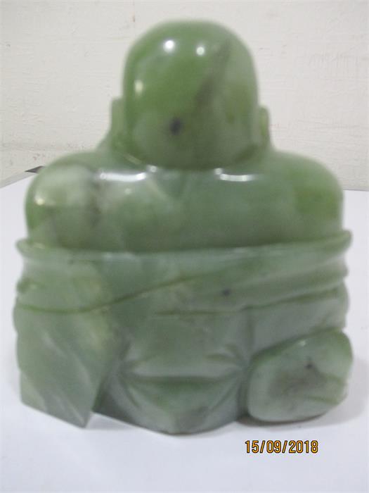 A Crown Ducal Art Deco two handled bowl, a "Jade" Buddha figure, Crown Devon moustache cup decorated - Image 10 of 13