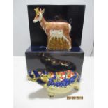 Royal Crown Derby Paperweights with gold stoppers - Hippopotamus and Limited Edition Signed