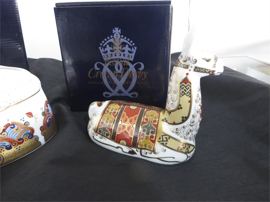Royal Crown Derby paperweights with gold stoppers- Water Buffalo and a collectors guild Llama - Image 8 of 8