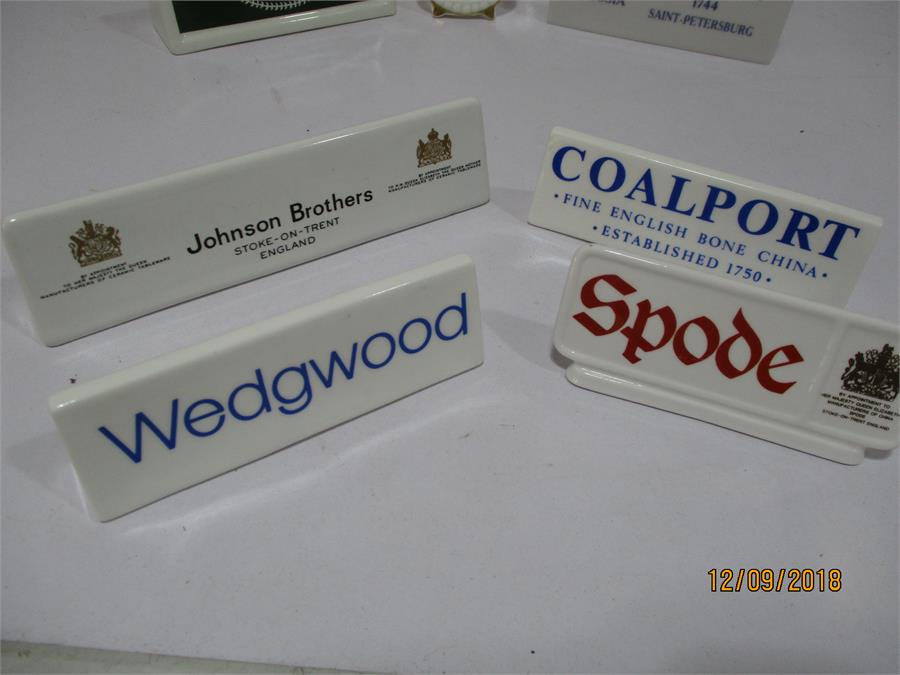 A collection of china "point of sale" name plates including Royal Crown Derby, Beswick, Royal - Image 3 of 5