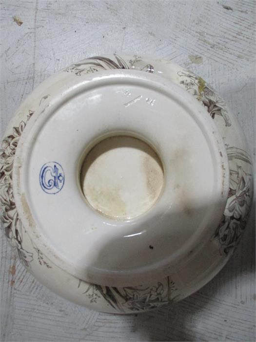 A large Victorian bowl ( A/F) pottery dish, vase and jug and bowl ( chip to bowl) - Image 4 of 7