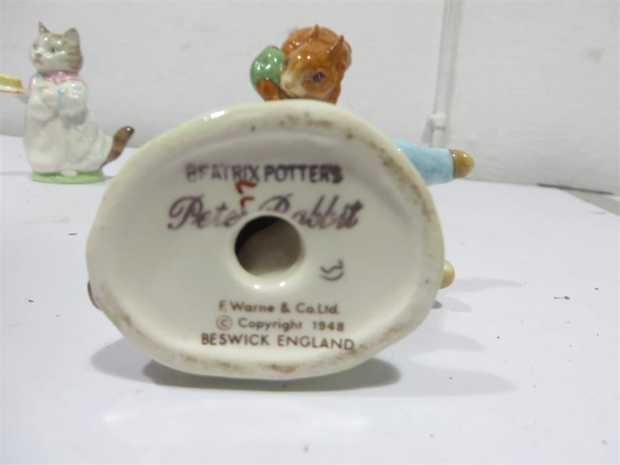 Four Beatrix Potters figures including Peter Rabbit, Squirrel Nutkin, Ribby and Mrs Tiggy Winkle - Image 3 of 8