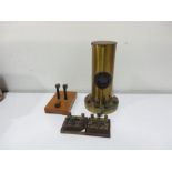 A brass galvanometer by Nadler Bros & Co, along with four vintage connecting blocks etc