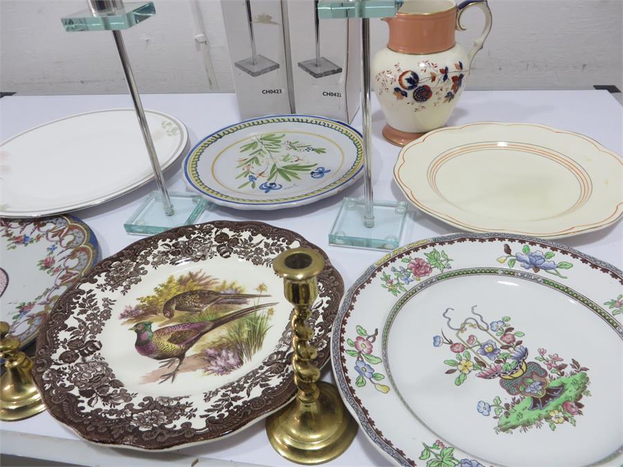 Six various plates along with two pairs of candlesticks and a jug - Image 4 of 4