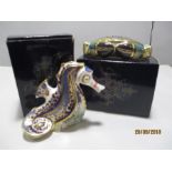 Royal Crown Derby Paperweight with gold stoppers - An Exclusive Commission Coral Seahorse and An