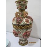 A large Zsolnay reticulated vase with pierced roundels in the Moorish style, approx. 52cm- condition