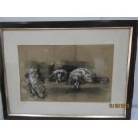 A watercolour of King Charles Spaniels signed Edith Orton, 1892