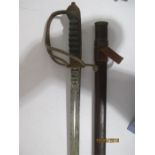 A WWI period Royal Artillery sword with scabbard