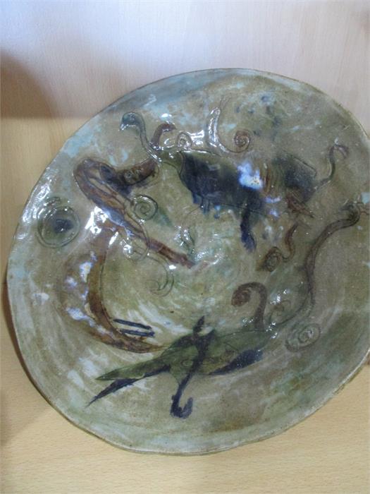 A large Victorian bowl ( A/F) pottery dish, vase and jug and bowl ( chip to bowl) - Image 6 of 7