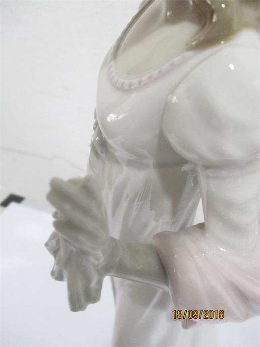 Two Lladro figures, a kneeling Geisha girl and a young girl standing- both have 1 finger broken - Image 7 of 8