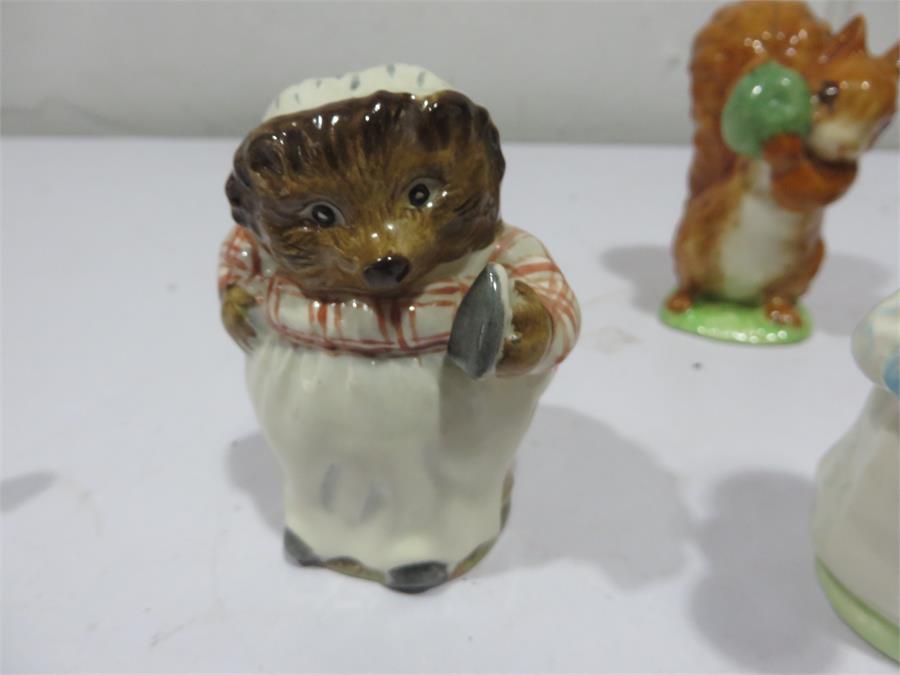 Four Beatrix Potters figures including Peter Rabbit, Squirrel Nutkin, Ribby and Mrs Tiggy Winkle - Image 7 of 8