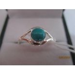 A 925 silver ring set with turquoise