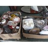 A large collection of miscellaneous items pottery, Edwardian tea set, clock parts, brassware etc.