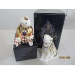 Royal Crown Derby Paperweights with gold stoppers - Wolf and Imari Bear