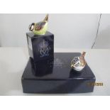 Royal Crown Derby Paperweights with gold stoppers - Collectors Guild Crested Tit and Blue Tit