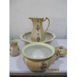 A Staffordshire jug and bowl set "Octagon"