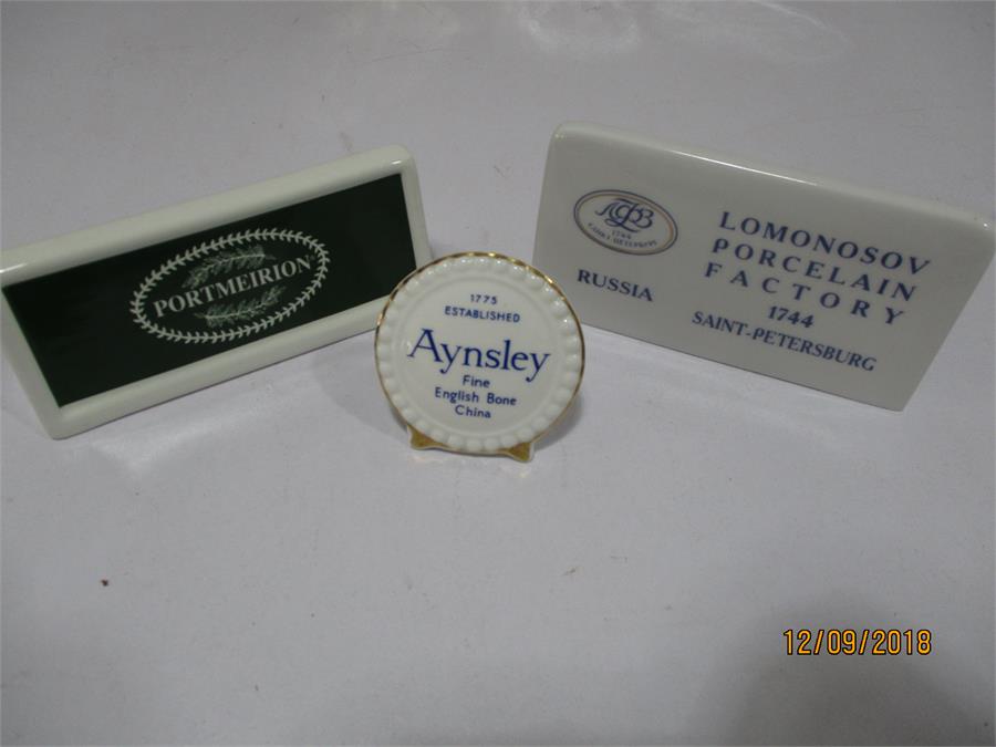 A collection of china "point of sale" name plates including Royal Crown Derby, Beswick, Royal - Image 4 of 5