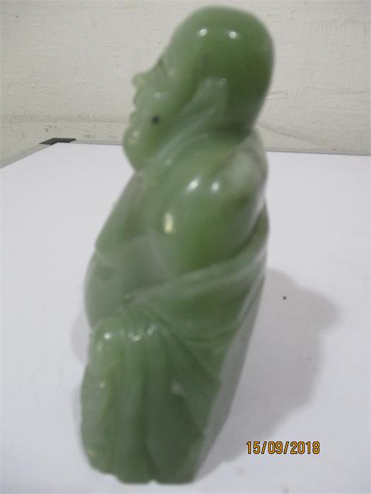 A Crown Ducal Art Deco two handled bowl, a "Jade" Buddha figure, Crown Devon moustache cup decorated - Image 9 of 13