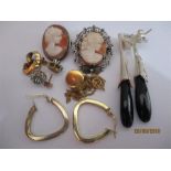 A small quantity of jewellery including 9 ct earrings, silver etc.