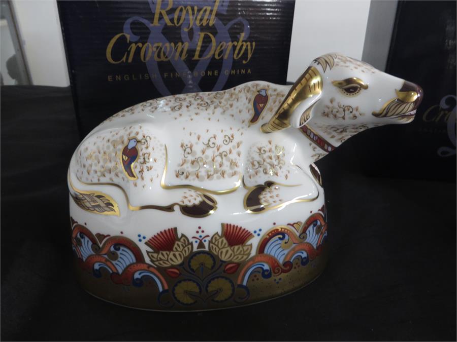 Royal Crown Derby paperweights with gold stoppers- Water Buffalo and a collectors guild Llama - Image 2 of 8