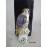 Royal Crown Derby Paperweight with gold stopper - Peregrine Falcon
