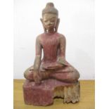 A wooden 18th century Burmese Shan Buddha, height 28.5cm