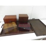 Four vintage boxes and two trays