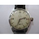 A gentleman's stainless steel Omega "Ranchero" wristwatch, circa 1958. The white face with dagger