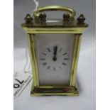 A Lionel Peck miniature brass carriage clock - 7cm H