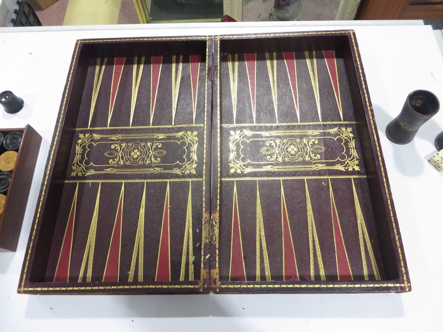 A Victorian leather games box in the form of two volumes of "History of England", consisting of - Image 3 of 9