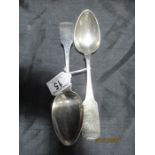 A pair of Georgian serving spoons, 141.3g