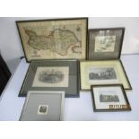 A 17th century Christopher Saxton map of North Riding along with a selection of antique prints