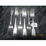 A set of six Irish silver forks dated 1827, total weight 409g