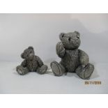 Two sterling silver teddy bears