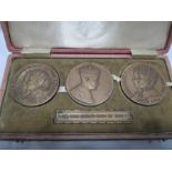 The Three Kings of 1936, a cased set of three matt bronze medals, by Turner & Simpson, George V,