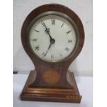 An Edwardian inlaid mantle clock- movement replaced