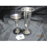 Two hallmarked silver trumpet vases