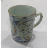 A 19th century Chinese export tankard, 1 small chip to rim and glaze on handle A/F, 14 cm height
