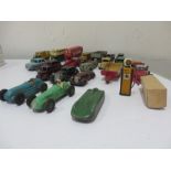 A quantity of diecast Dinky toys and cars including M.G Record Car, H.W.M (23J), Routemaster Bus,