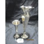 Two hallmarked silver trumpet vases